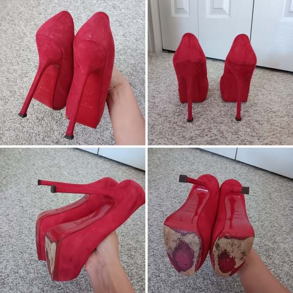 Yves Saint Laurent Tribtoo Red Suede Leather Pumps - 7.5 - Picture 10 of 12